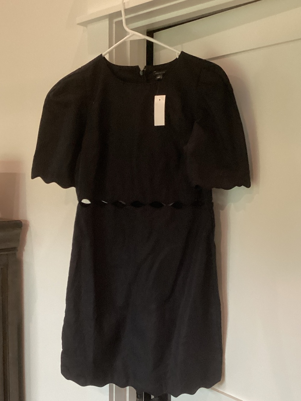 Ann Taylor Black Scalloped Mini Dress
